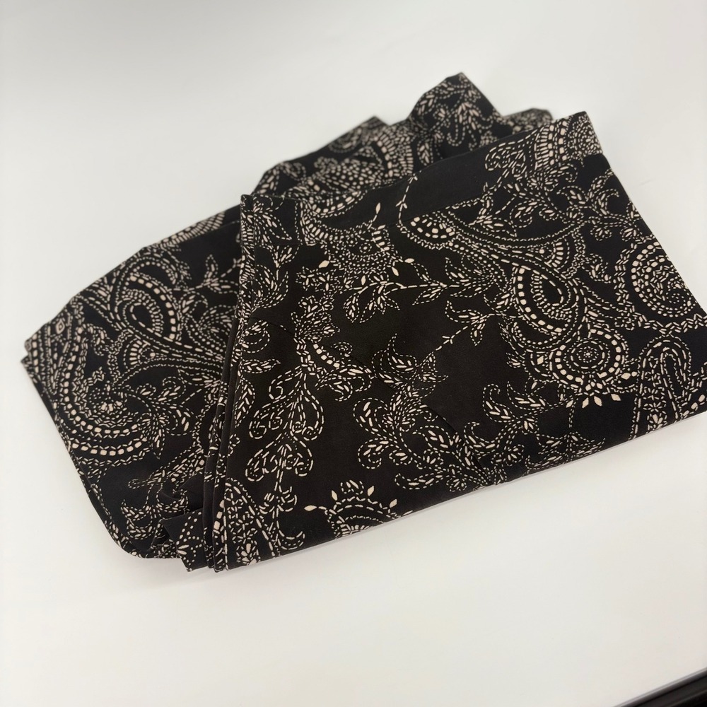 T & Company Women Size 18 Dark Brown Beige Paisley Print Midi Skirt Stretch